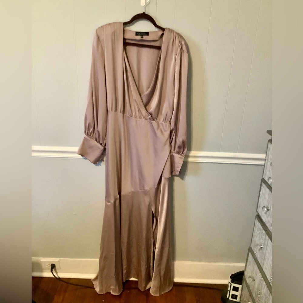 Eloquii Blush Satin V-Neck Dress